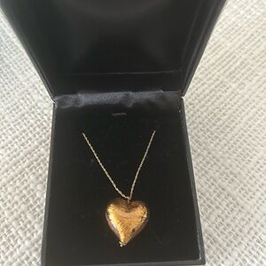 Puffed heart with 10k stamped / Italy chain 17”